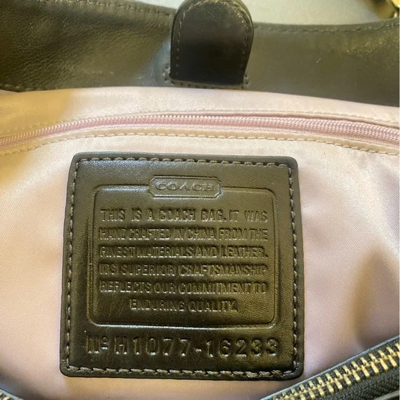 Coach Signature Canvas Tote Black Khaki with Leather Trim Style 16233 - Picture 7 of 9